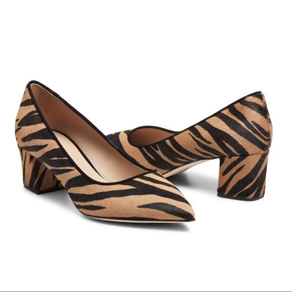 M. Gemi Dolcetto Zebra Tiger Striped Calf Hair Block Heels, 37 (US 7) - Picture 1 of 7